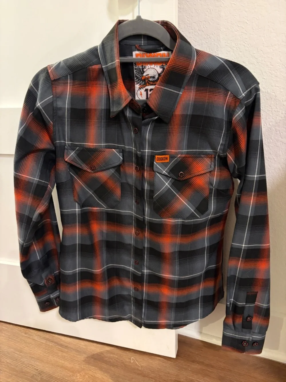 DIXXON Gray and Orange Plaid Button-Down Shirt - Picture 1 of 4
